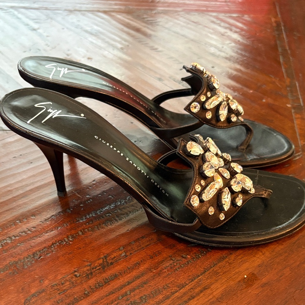 Giuseppe Zanotti Black Crystal Embellished Heels